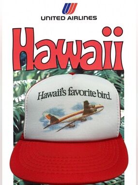 VTG United Airlines Hat Cap Mens Snapback Adjustable 747 Hawaii’s Favorite Bird